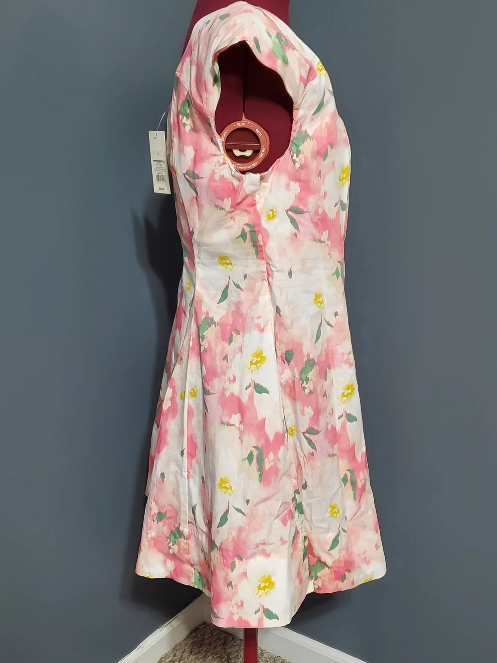 NWT a new day Pink Cream Floral Scoop-Neck Mini Dress Fit & Flare Women's Size 8 - Picture 5 of 7